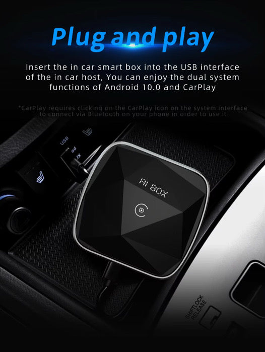 Wireless Apple CarPlay & Android Auto AI Box 2GB RAM +32GB (Netflix, YouTube Video & Disney+)